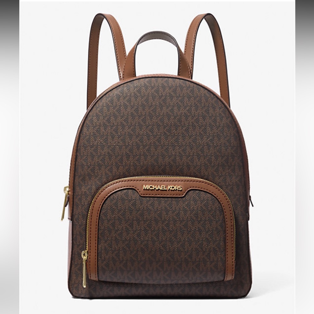 Michael Kors Jaycee Medium Logo Backpack Brown NEW